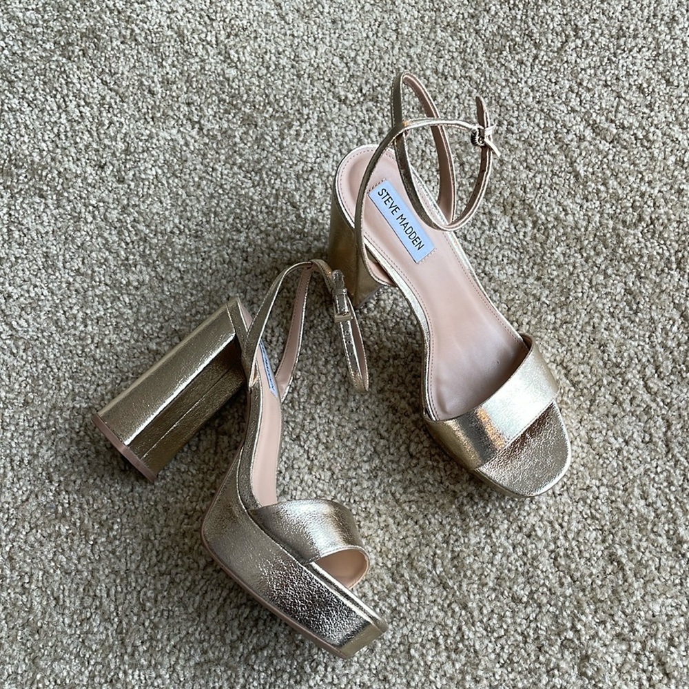 Steve Madden Gold Platform Heels